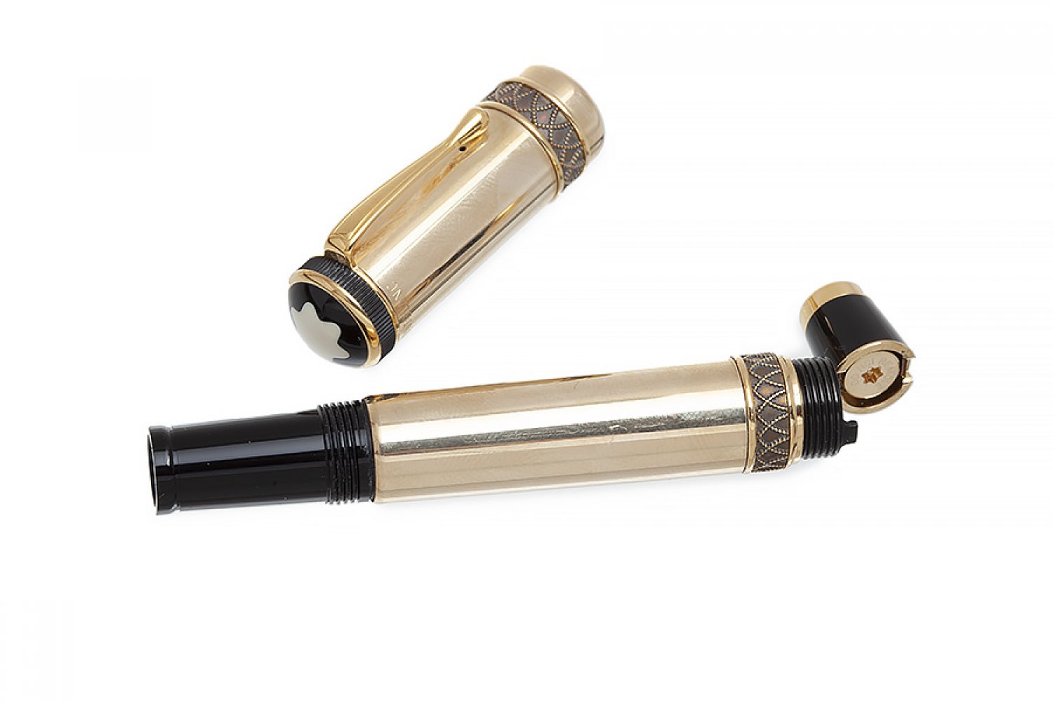 MONTBLANC FOUNTAIN PEN "FRIEDRICH II THE GREAT" ARTS PATTERNS COLLECTION, 1999Gold-plated barrel and - Image 3 of 4
