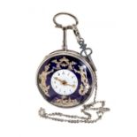 Silver and enamel automaton pocket watch. Switzerland, 18th century.Chime of hours and quarters.In