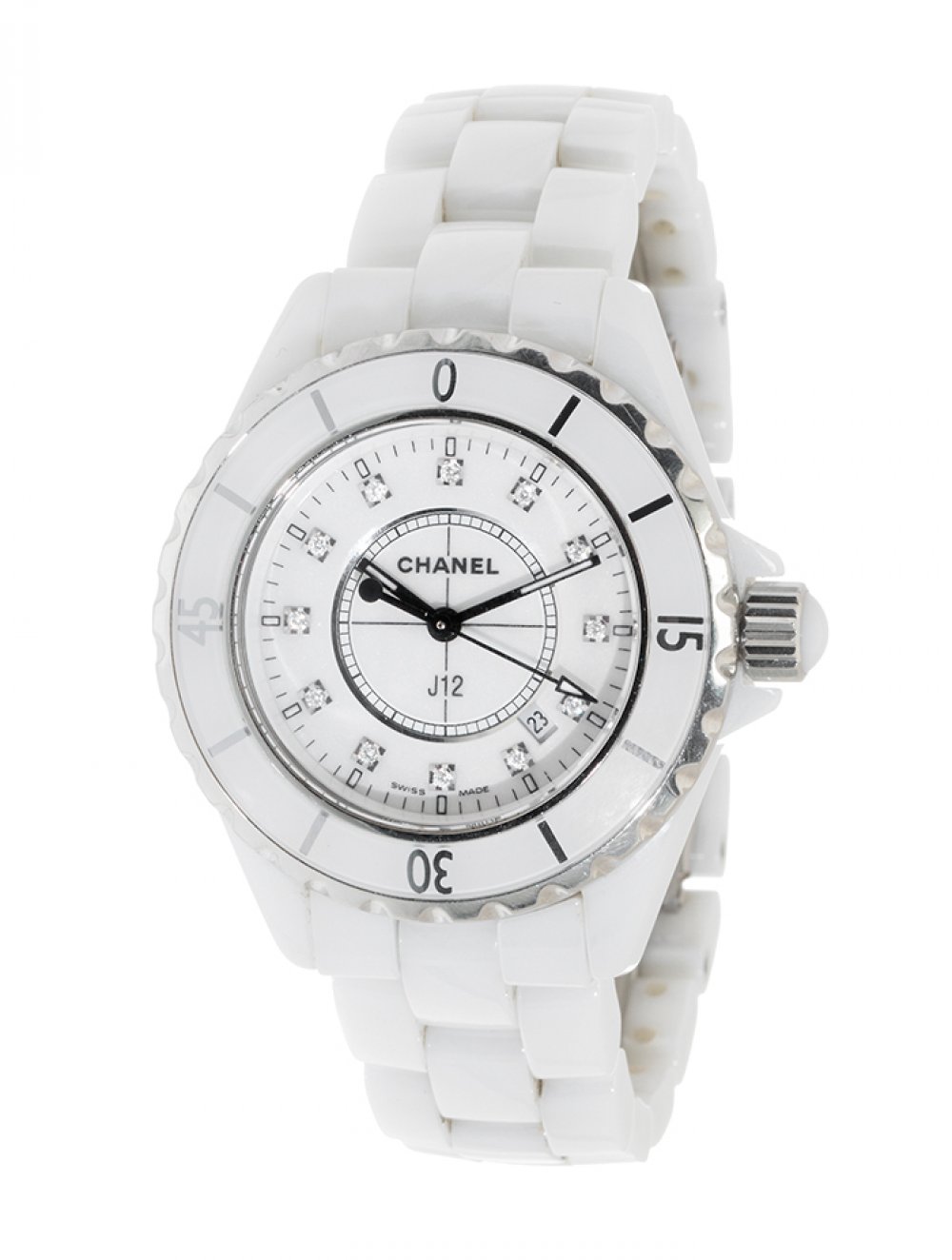 Watch CHANEL J12 Automatic, ref. H1628, for men/Unisex.In steel and white ceramic. Circular dial.