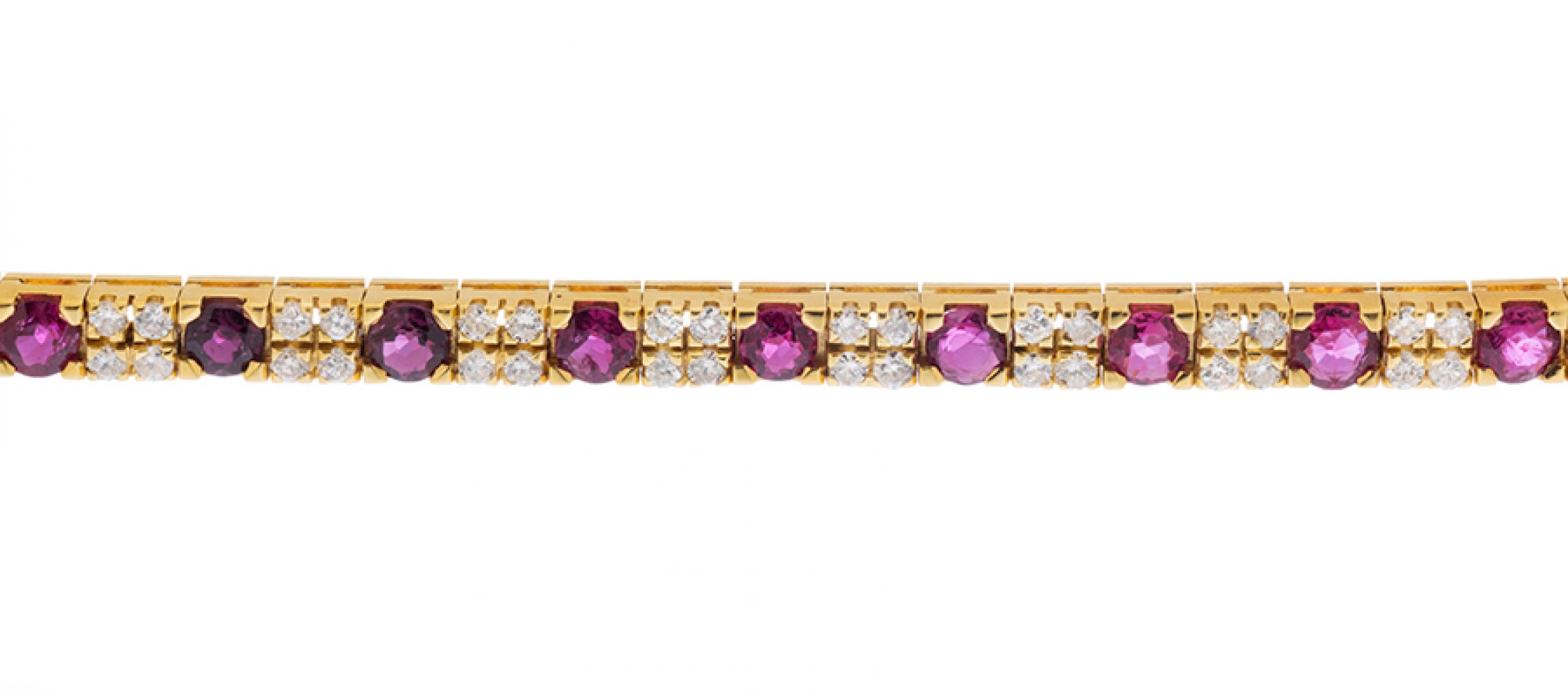 Bracelet in 18k yellow gold. Articulated model outlined by groups of four brilliant-cut diamonds, - Image 2 of 3