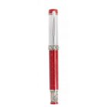 DELTA FOUNTAIN PEN "JULIUS CAESAR", 1999.Red marbled celluloid barrel and silver details.Limited