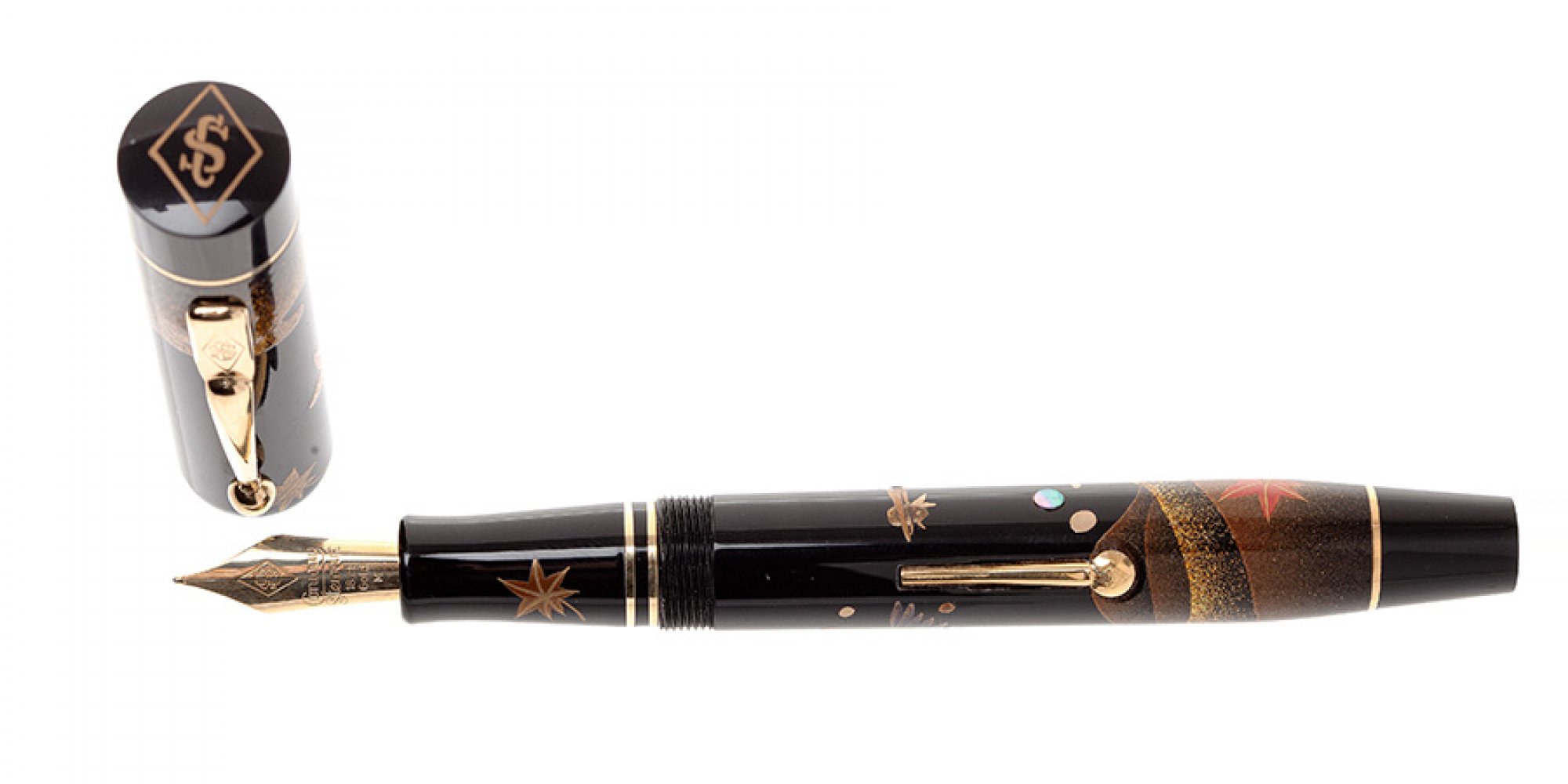 PELIKAN MAKI-E GINKO & MAPLE LEAVES FOUNTAIN PEN, LIMITED EDITION.Barrel in Japanese lacquer and - Image 3 of 3