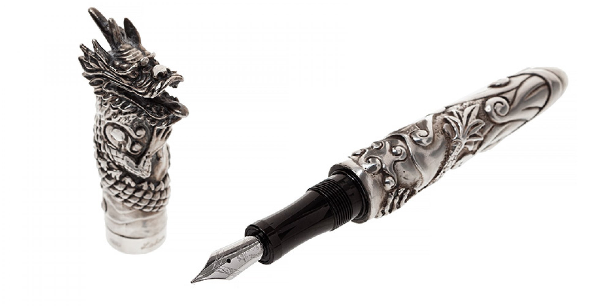LABAN FOUNTAIN PEN.Barrel and cap in 925 sterling silver.Limited edition 64/800.Silver-plated nib, - Image 2 of 5