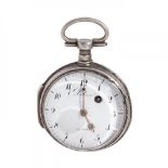 DUBOIS AU MANS watch. France. Late 18th Century.Catalino silver pocket watch. White dial,