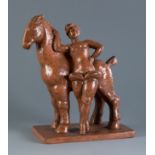 VADIM ANDROUSOV (St. Petersburg, 1895-1975)."Circus Acrobat".Patinated terracotta.Signed on the