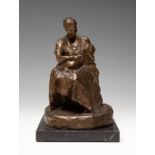 JOSEP CARDONA (Barcelona, 1878 - Moià, 1922)."Maternity".Patinated bronze.Marble base.Signed.Bechini