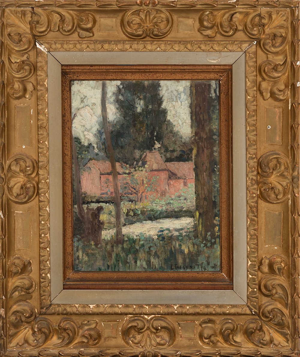 LOUIS THÉVENET (Bruges, 1874-Hal, 1930)."Landscape, 1914.Oil on táblex.Signed and dated in the lower - Image 3 of 6