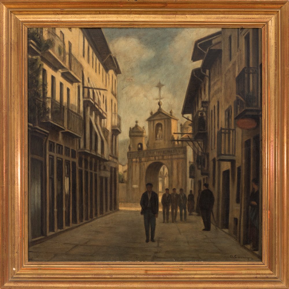 ANGEL LARROQUE ECHEVARRÍA (Bilbao, 1874 - 1961)."Urban View".Oil on panel.Signed in the lower - Image 4 of 4