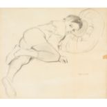 RICARDO OPISSO I SALA (Tarragona, 1880 - Barcelona, 1966)."Child resting".Pencil on paper.Signed