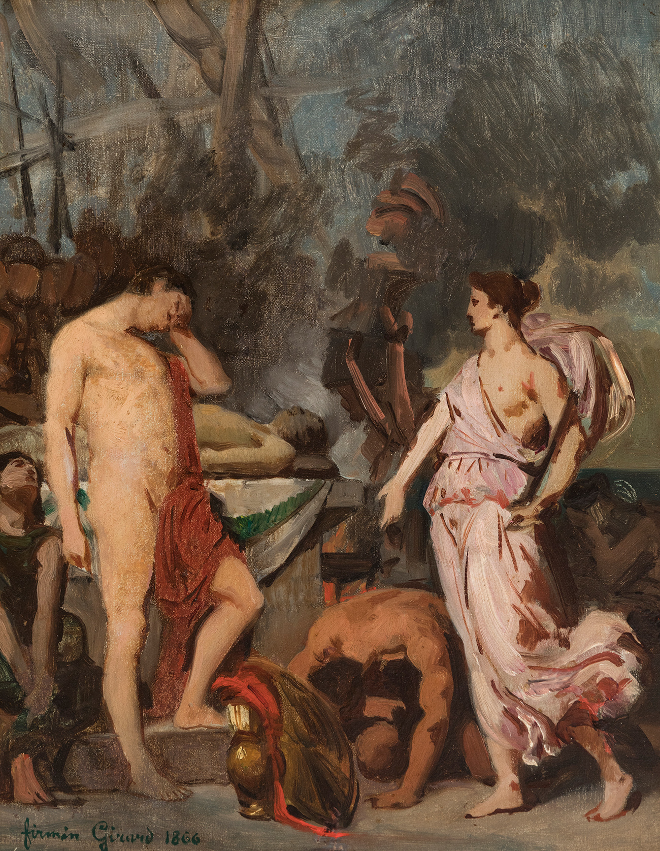 FRANÇOIS-MARIE FIRMIN GIRARD (Ain, 1838 - Allier, 1921)."Achilles before the funeral pyre of