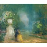 LUCIEN VICTOR GUIRAND DE SCÉVOLA (Sète, 1871 - Paris, 1950)."Scene in a Garden".Pastel on paper.