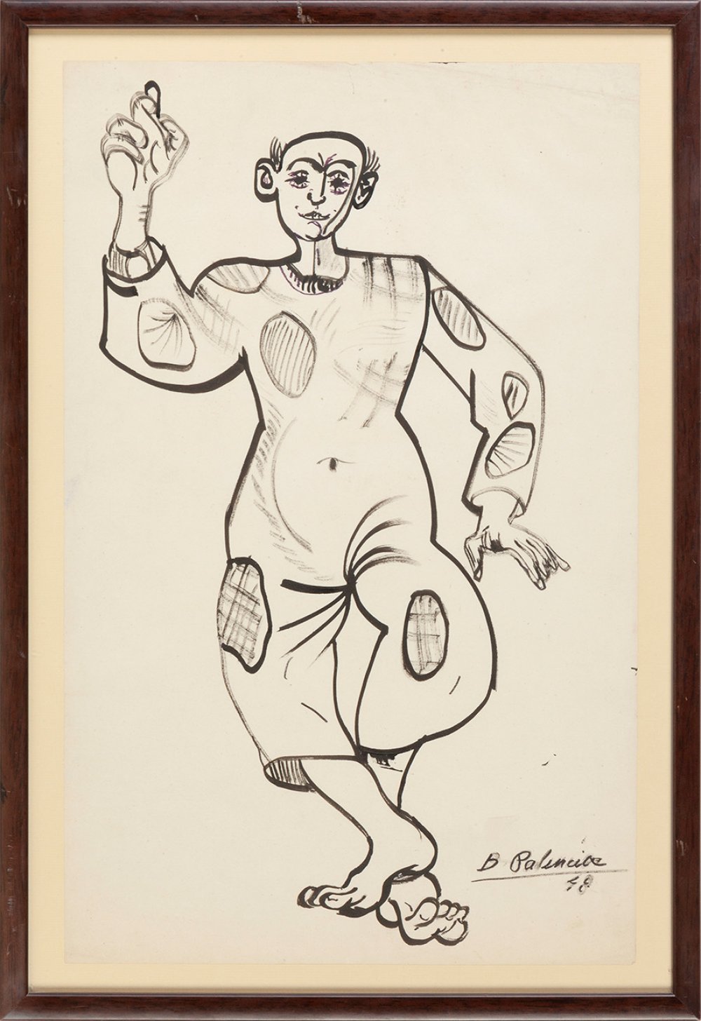 BENJAMÍN PALENCIA (Barrax, Albacete, 1894 - Madrid, 1980)."Clown. 1948.Ink on paper.Signed and dated - Image 3 of 3