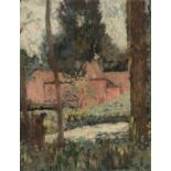 LOUIS THÉVENET (Bruges, 1874-Hal, 1930)."Landscape, 1914.Oil on táblex.Signed and dated in the lower