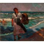 ALBERTO PLA RUBIO (Villanueva de Castellón, Valencia, 1867 - Barcelona, 1937)."Fisherwoman on the
