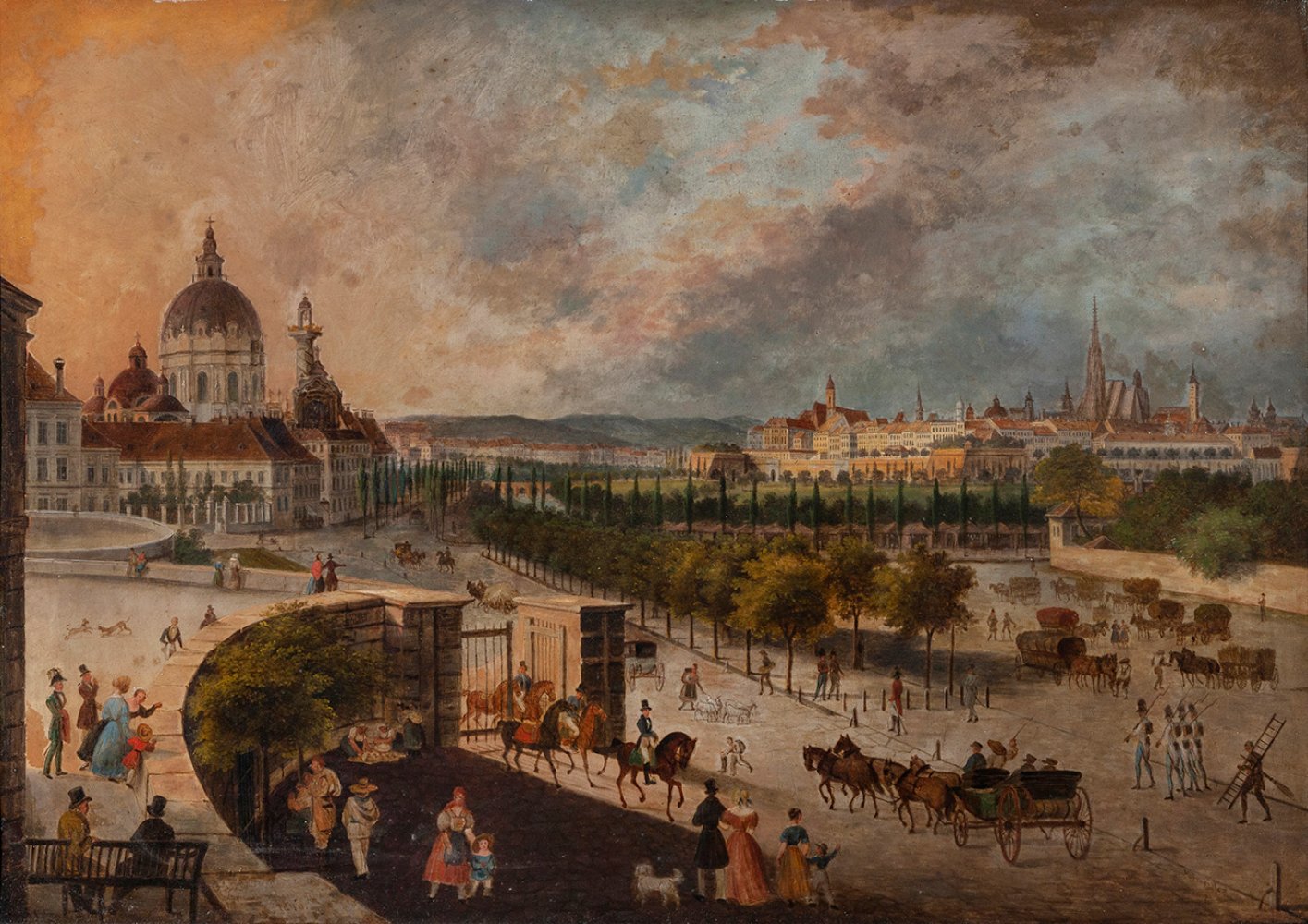 CARL LUDWIG HOFFMEISTER (Vienna, 1790-1843)."View from the Palais Schwarzenberg to the city