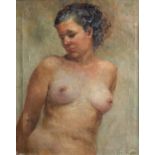 JOSÉ CRUZ HERRERA (Cádiz, 1890 - Morocco, 1972)."Female nude".Oil on canvas.Signed in the lower
