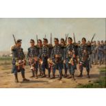 AUGUSTE GARDANNE (Italy, c.1840- France, c.1900)."The bugles of the army", 1896.Oil on canvas.Signed