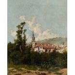 Spanish school of the late 19th century."Landscape.Oil on canvas.Illegible signature.Period frame.