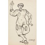 BENJAMÍN PALENCIA (Barrax, Albacete, 1894 - Madrid, 1980)."Clown. 1948.Ink on paper.Signed and dated