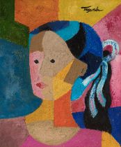 ROMEO VILLALVA TABUENA (Philippines, 1921- Mexico, 2015)."Female figure".Oil on canvas.With label on