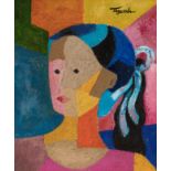 ROMEO VILLALVA TABUENA (Philippines, 1921- Mexico, 2015)."Female figure".Oil on canvas.With label on