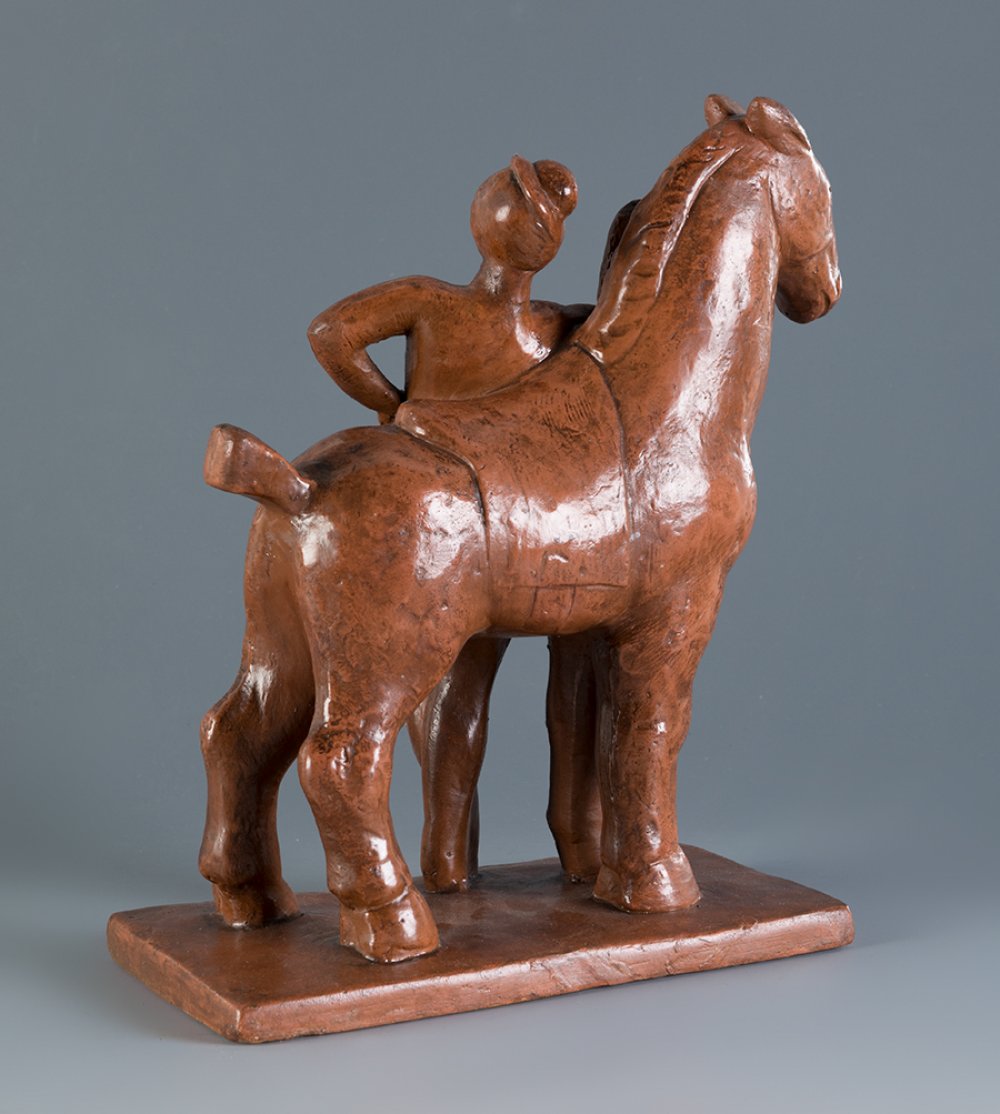 VADIM ANDROUSOV (St. Petersburg, 1895-1975)."Circus Acrobat".Patinated terracotta.Signed on the - Image 2 of 4