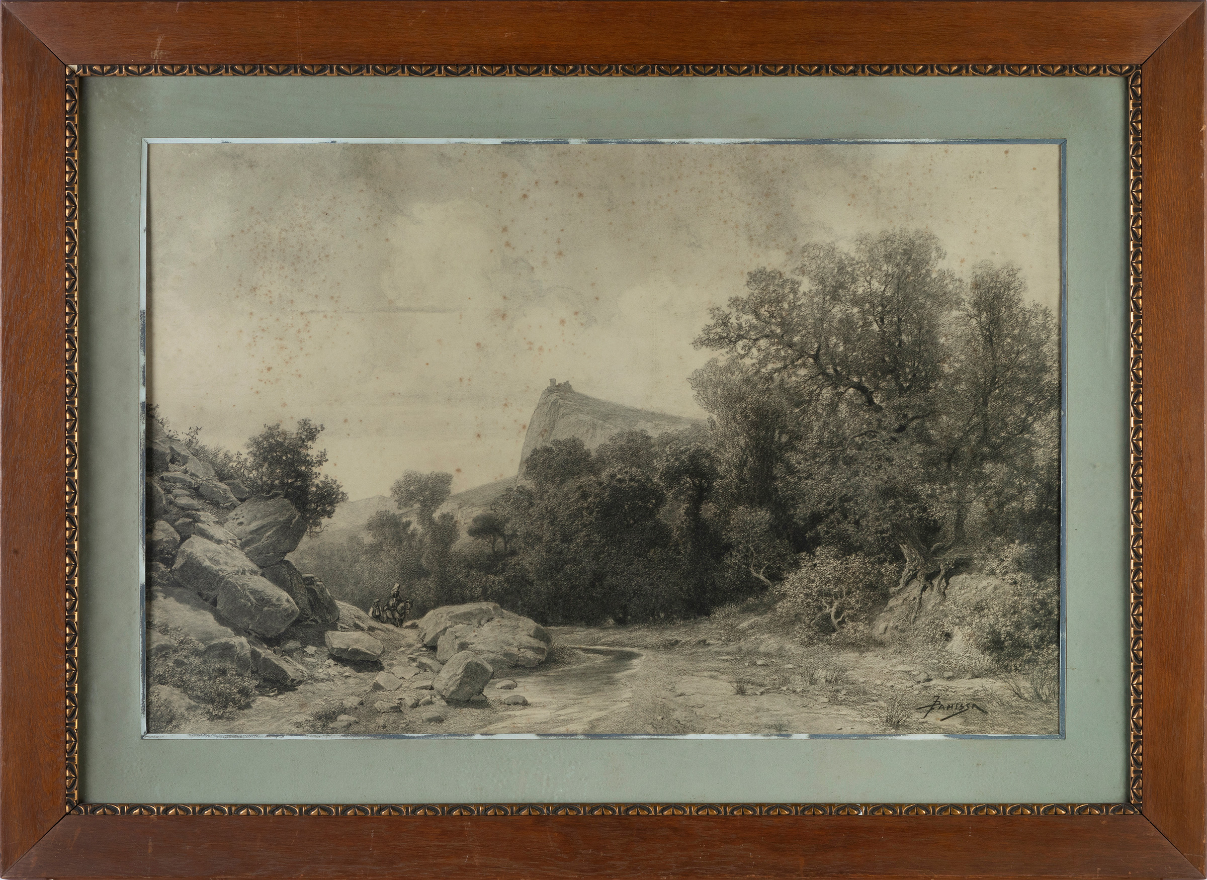 JAUME PAHISSA LAPORTA (Barcelona, 1846 - 1928)."Landscape".Charcoal drawing on paper.Signed in the - Image 4 of 4