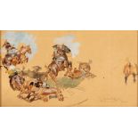 JOSEP CUSACHS (Montpellier, France, 1851 - Barcelona, 1908)."Study for a Battle Scene. Paris, ca.