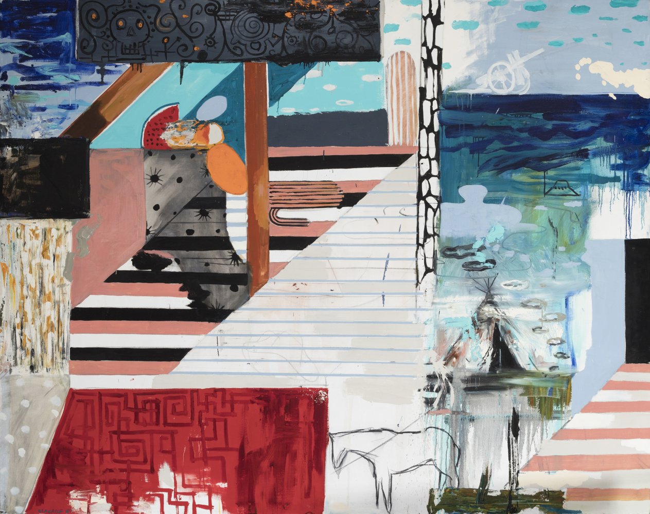 ABRAHAM LACALLE (Almería, 1962)."Words of the tribe III", 2001.Oil on canvas.With label on the