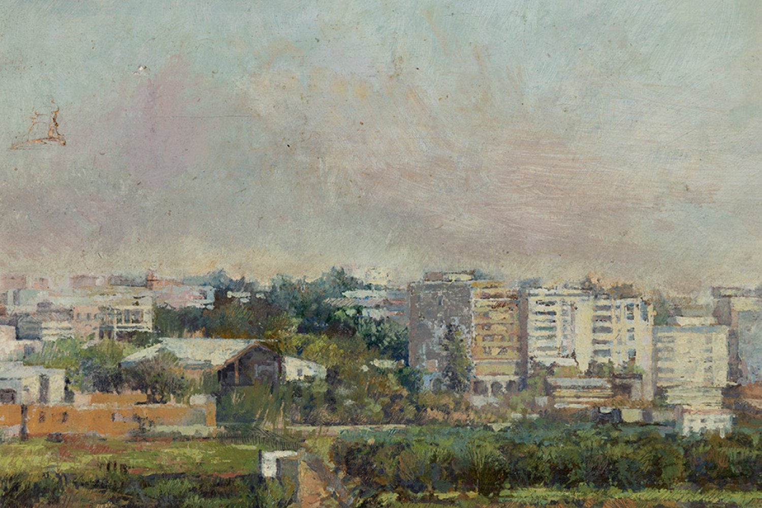 LUIS JAVIER GAYÁ SOLER (Madrid, 1962)."Urban landscape", 1988.Oil on panel.There is a tear in the - Image 3 of 6