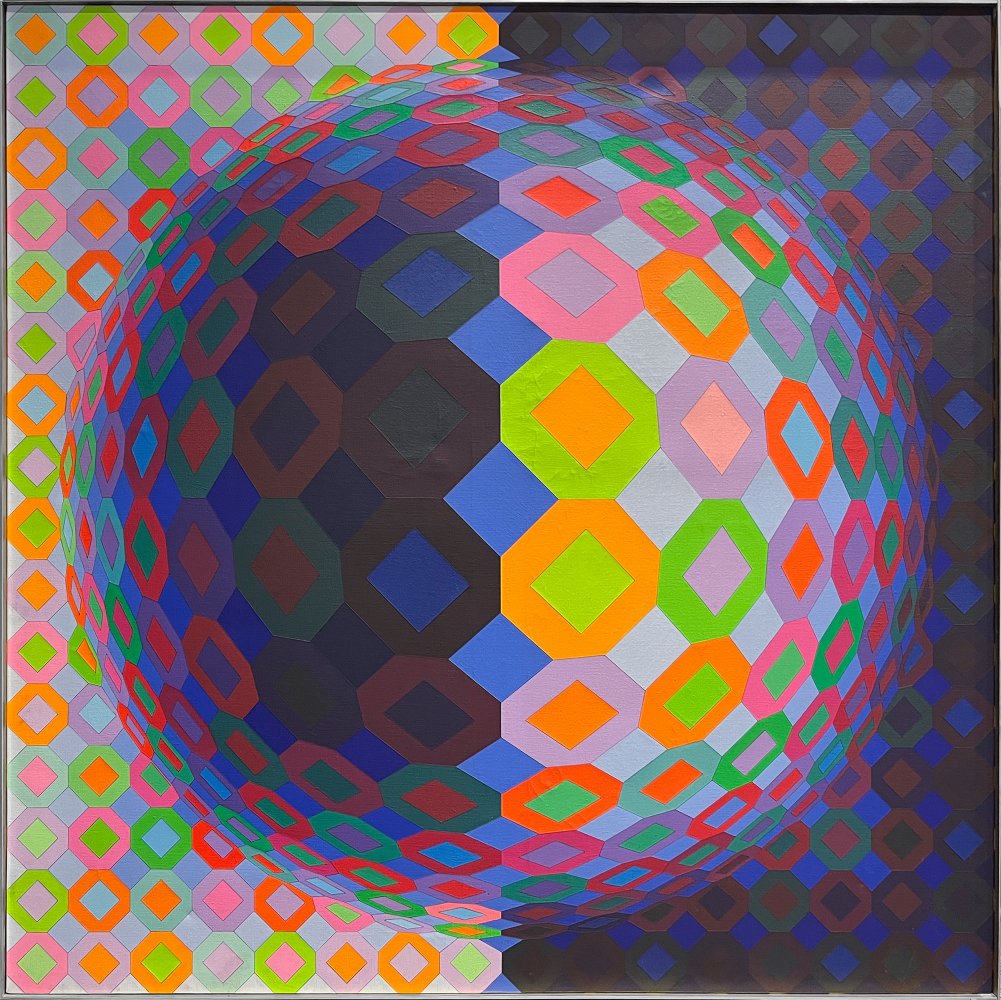 VICTOR VASARELY (Pécs, Hungary, 1908 - Paris, 1997)."Multicheyt", 1973Oil on canvas.Signed in the - Image 7 of 7
