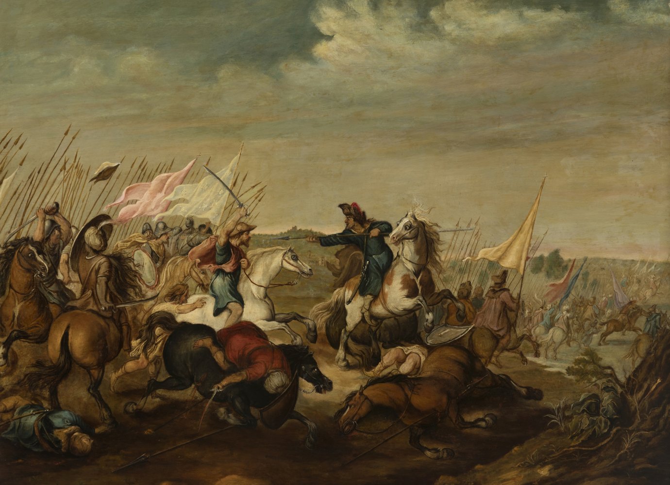 19th century Spanish school."Battle of Clavijo".Oil on copper.Provenance: private collection
