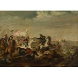 19th century Spanish school."Battle of Clavijo".Oil on copper.Provenance: private collection