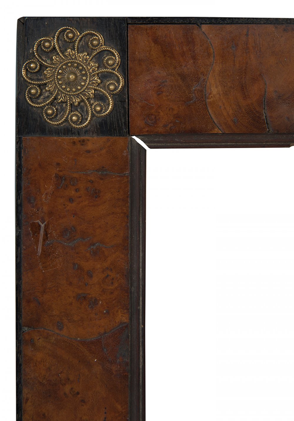 Frame; circa 1815.Walnut root and brass appliques.Provenance: private collection conceived from - Image 3 of 3