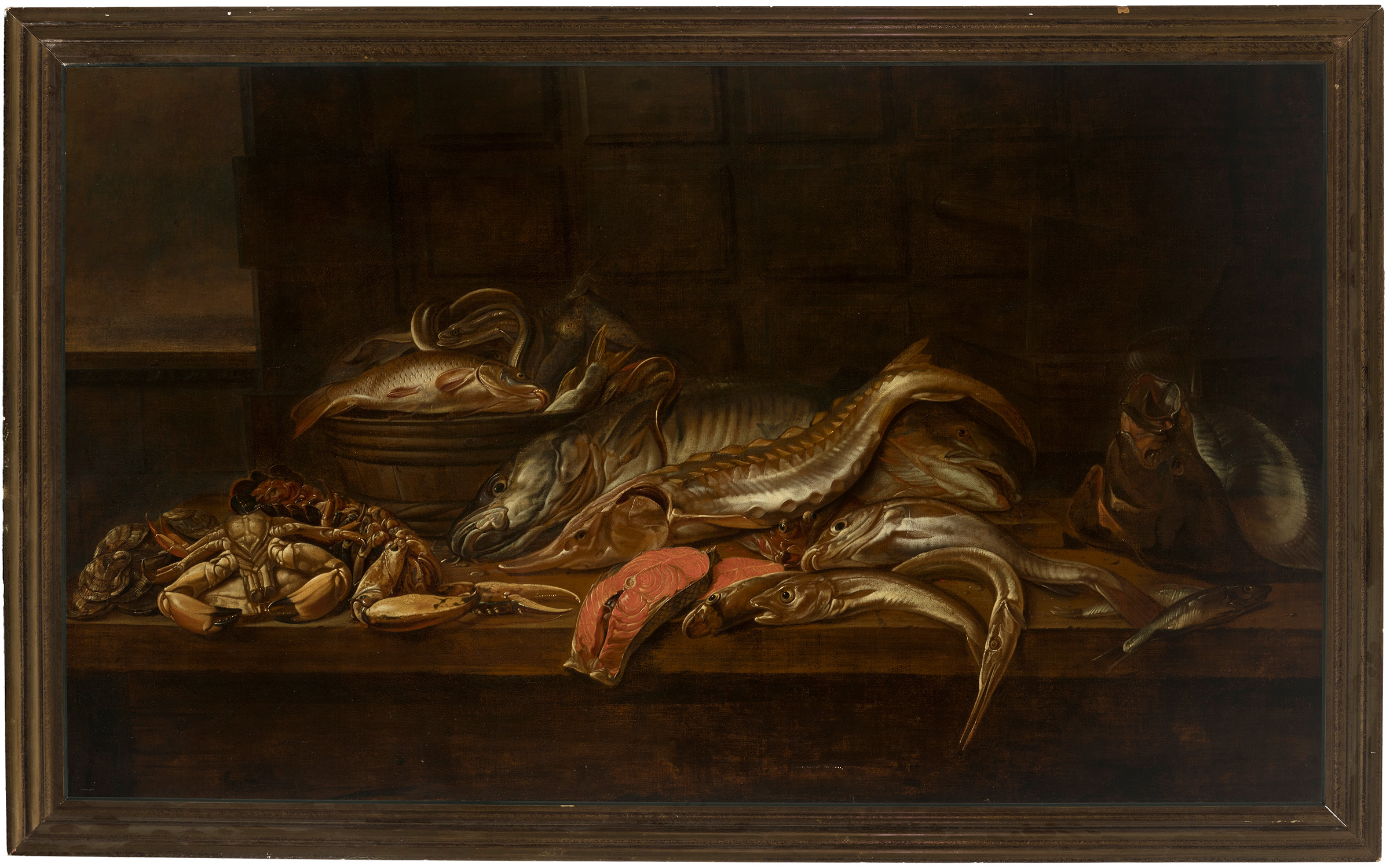 17th century Flemish school."Still life with fish".Oil on canvas.Provenance: private collection - Image 5 of 7