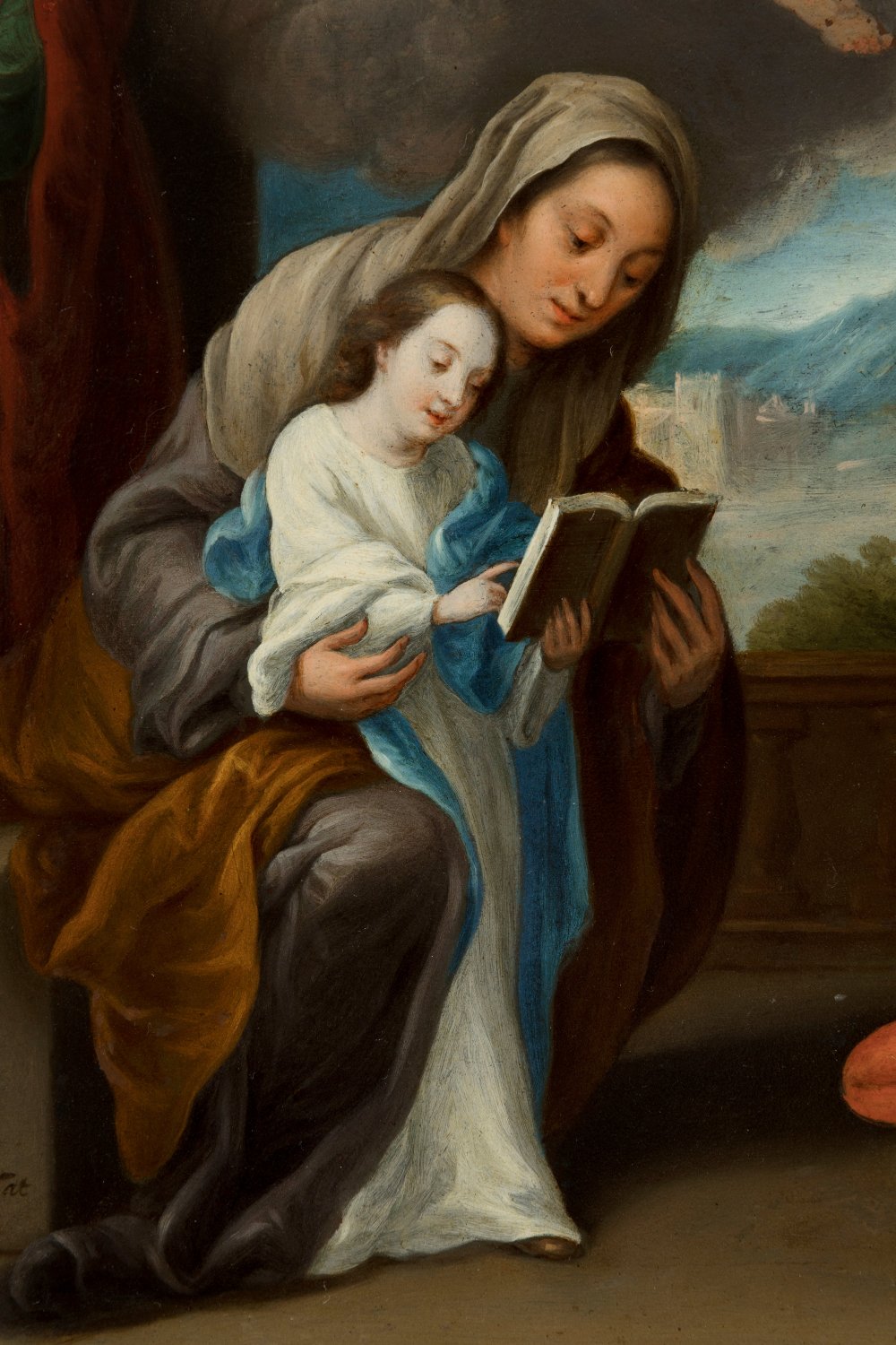 JUAN RODRÍGUEZ JUÁREZ (Mexico, 1675-1728)."Education of the Virgin".Oil on copper.Presents a - Image 4 of 7