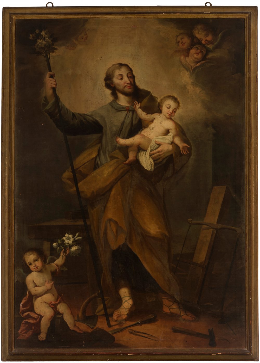 Valencian school of the second half of the 18th century."Saint Joseph with Child".Oil on canvas.It - Image 6 of 7