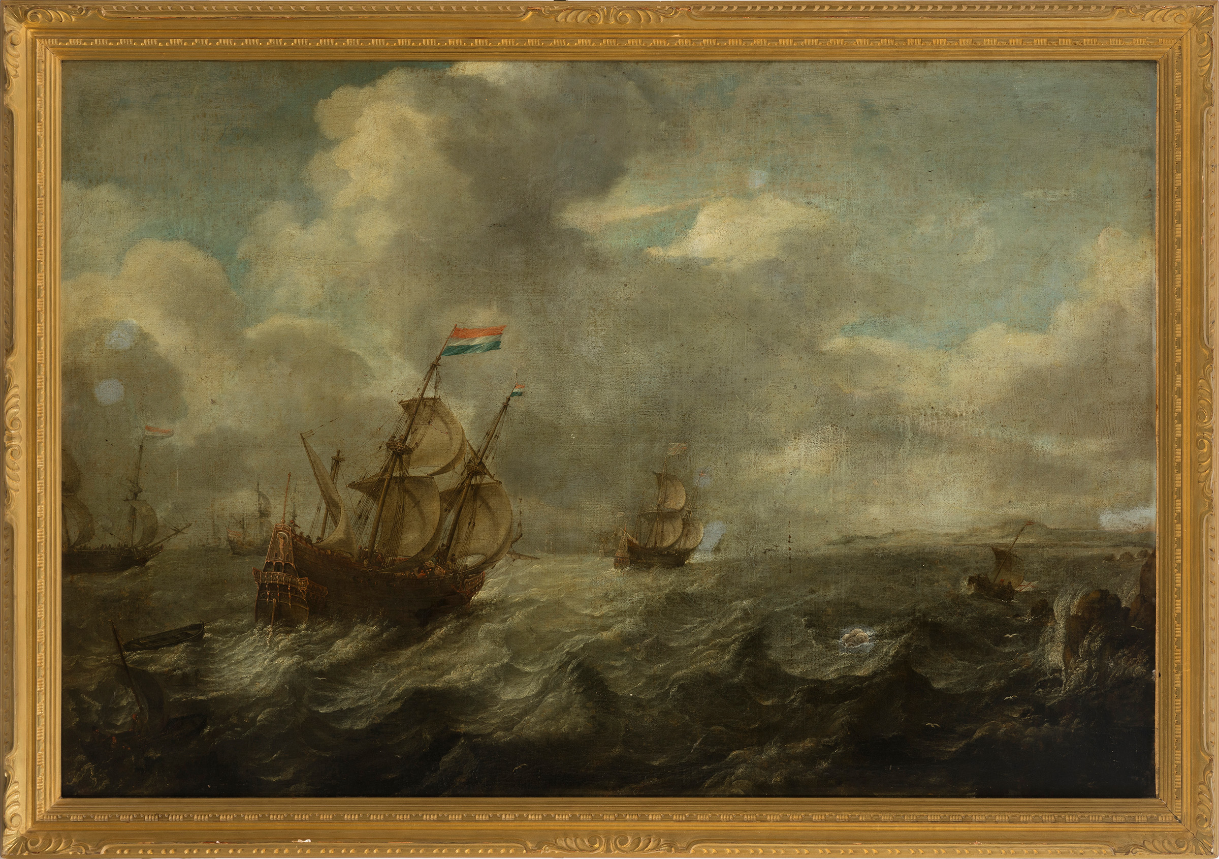 17th century Dutch school."Marina".Oil on canvas.Presents tasting of cleaning.It shows label on - Image 6 of 7