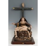 Brazilian school of the 18th century."Pietà".Carved and polychrome wood.Provenance: private