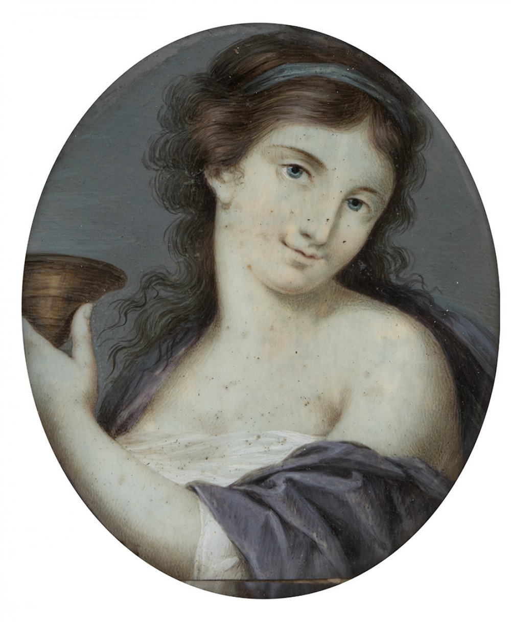 French school of the late 18th century."Portrait of a lady as Hebe".Gouache on vellum.It presents - Image 4 of 4