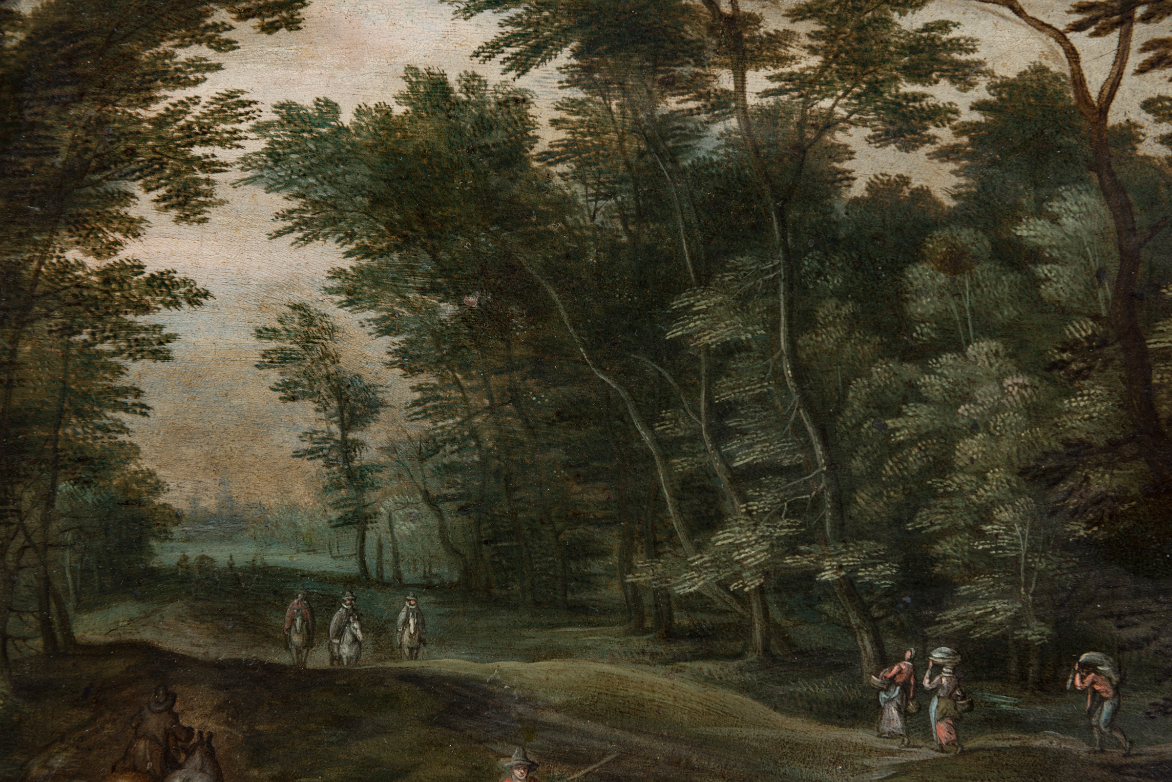 Atelier of JAN BRUEGHEL I (Brussels, 1568 - Antwerp, 1625)"Landscape with Carriages and Animals. - Image 2 of 7