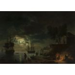 ANTOINE-FRANÇOIS VERNET (France,1730-1779)."Moonlight, 1774.Oil on canvas. 19th century re-