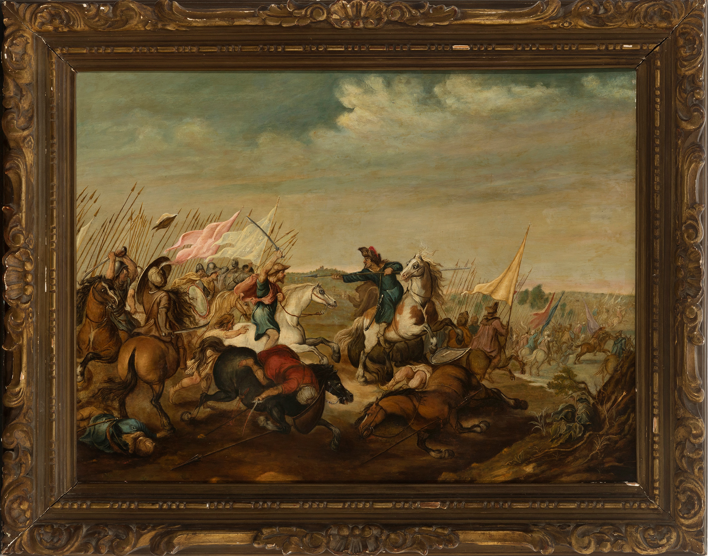 19th century Spanish school."Battle of Clavijo".Oil on copper.Provenance: private collection - Image 3 of 6