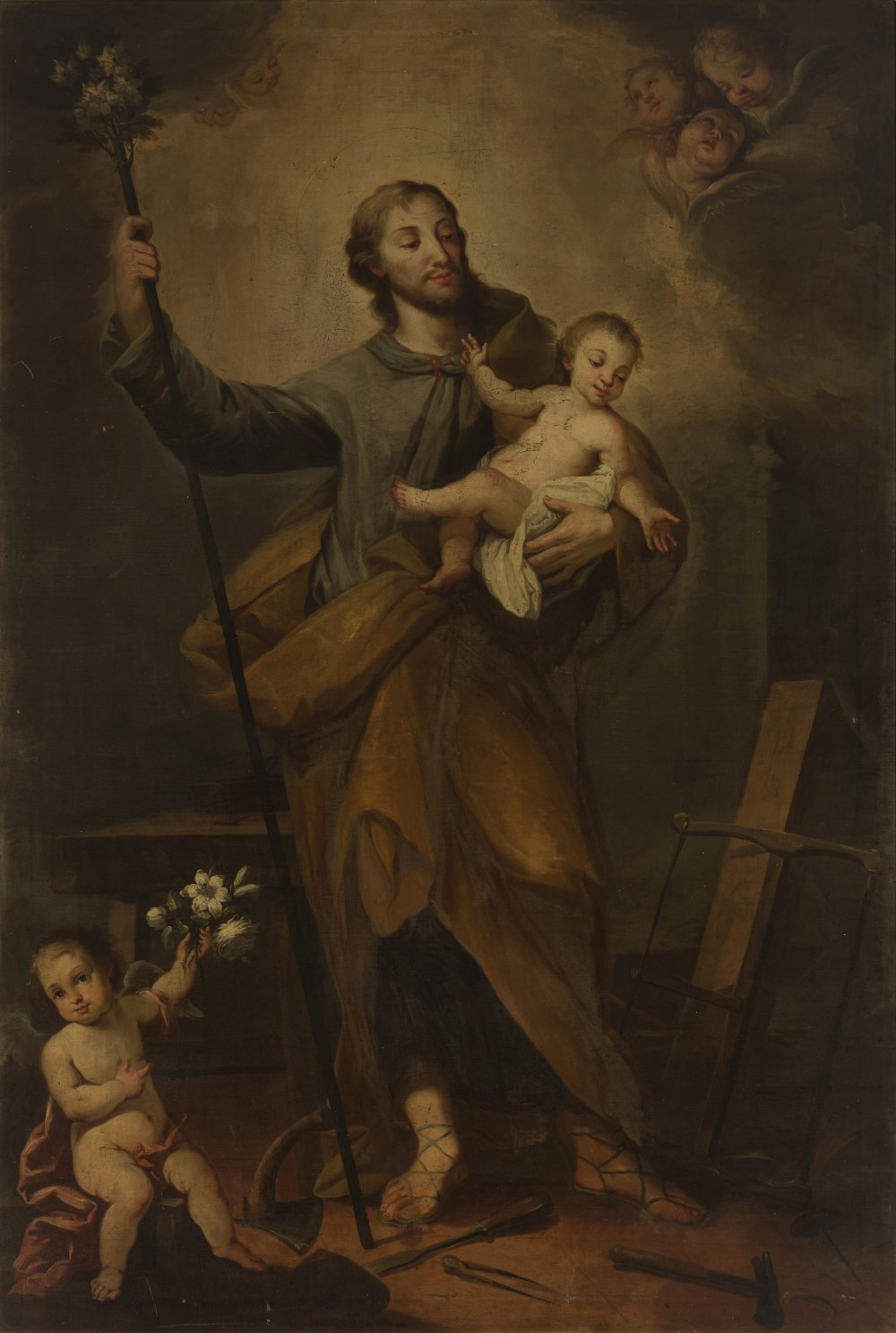 Valencian school of the second half of the 18th century."Saint Joseph with Child".Oil on canvas.It