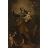 Valencian school of the second half of the 18th century."Saint Joseph with Child".Oil on canvas.It