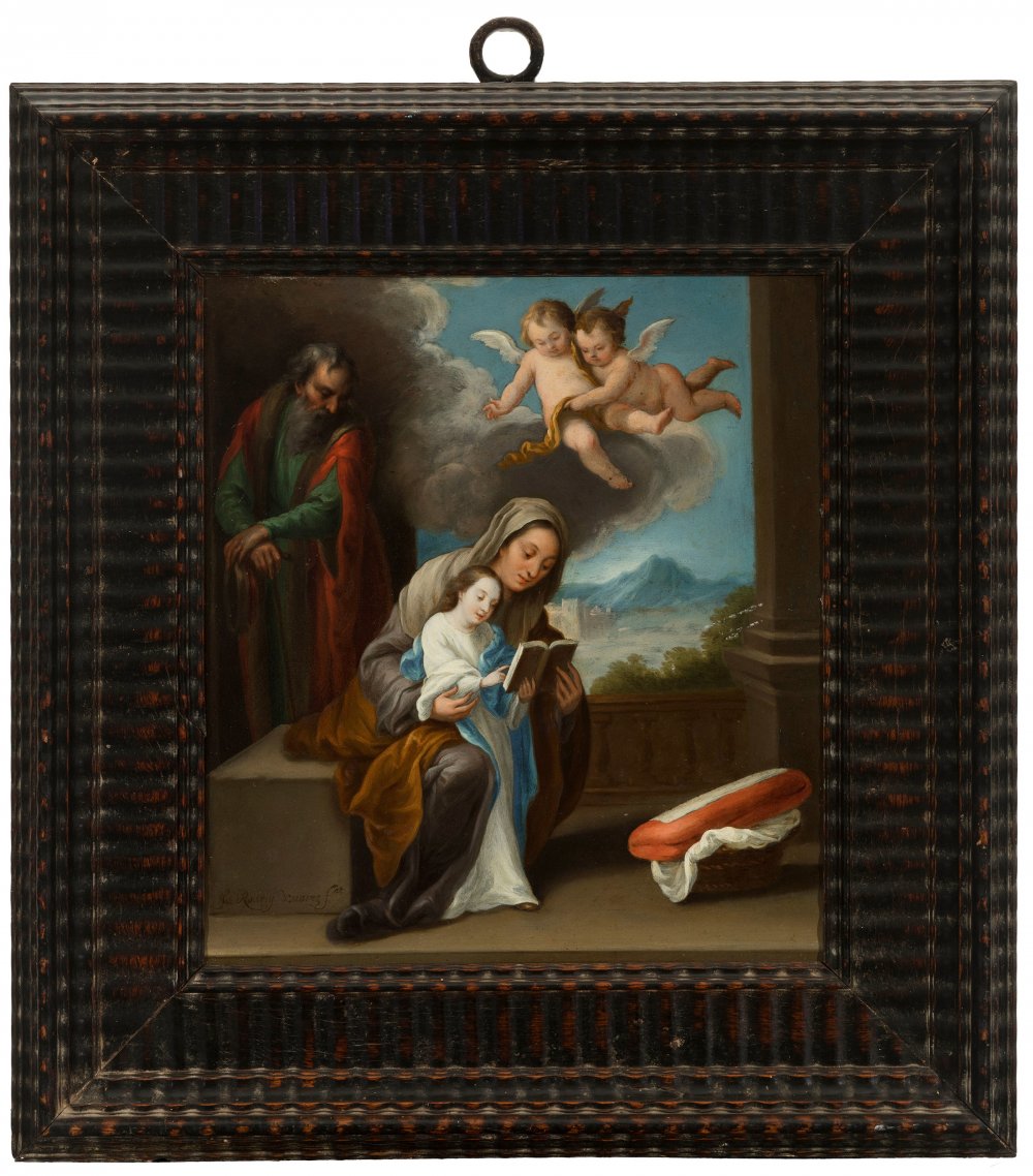JUAN RODRÍGUEZ JUÁREZ (Mexico, 1675-1728)."Education of the Virgin".Oil on copper.Presents a - Image 2 of 7