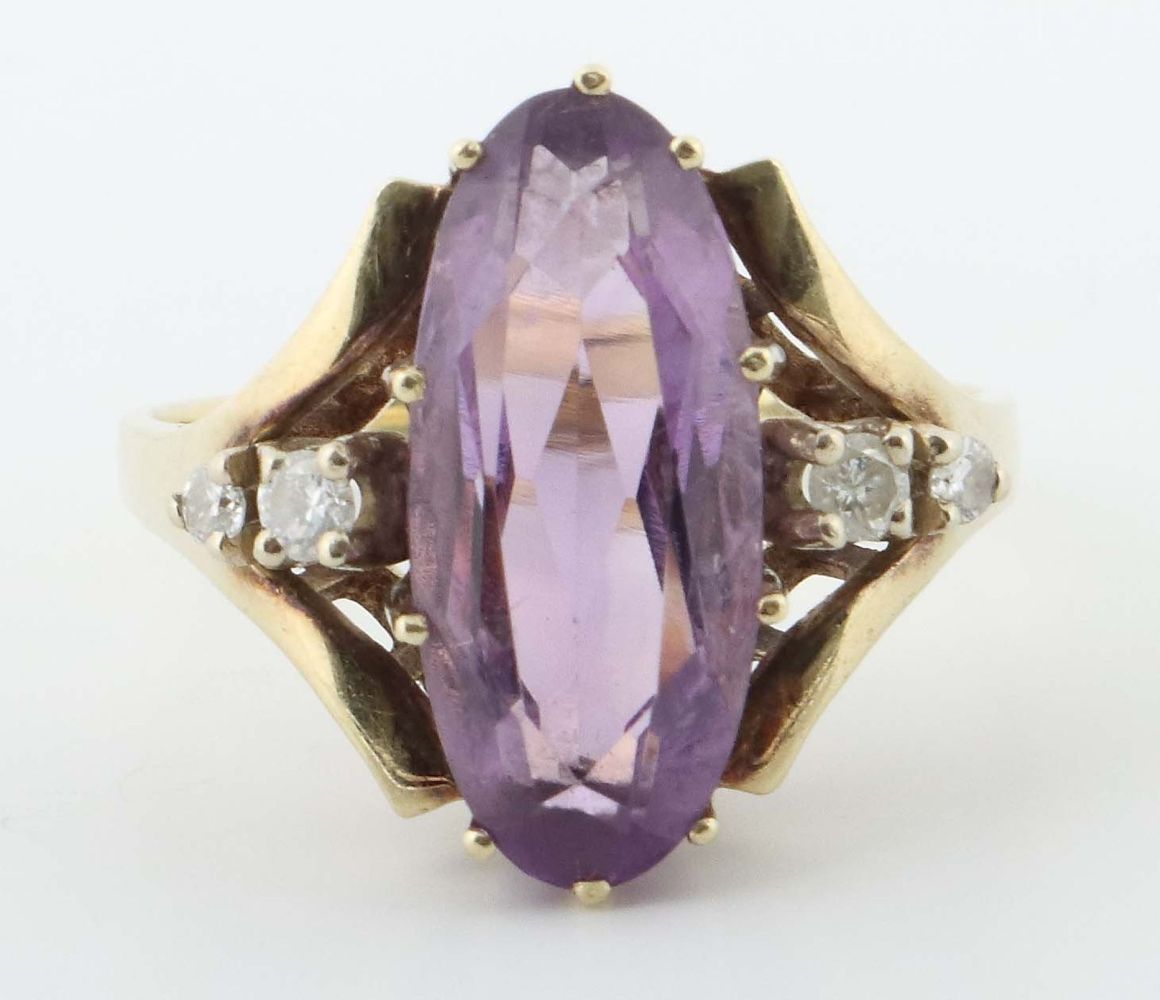 Vintage-Amethystring mit Diamanten