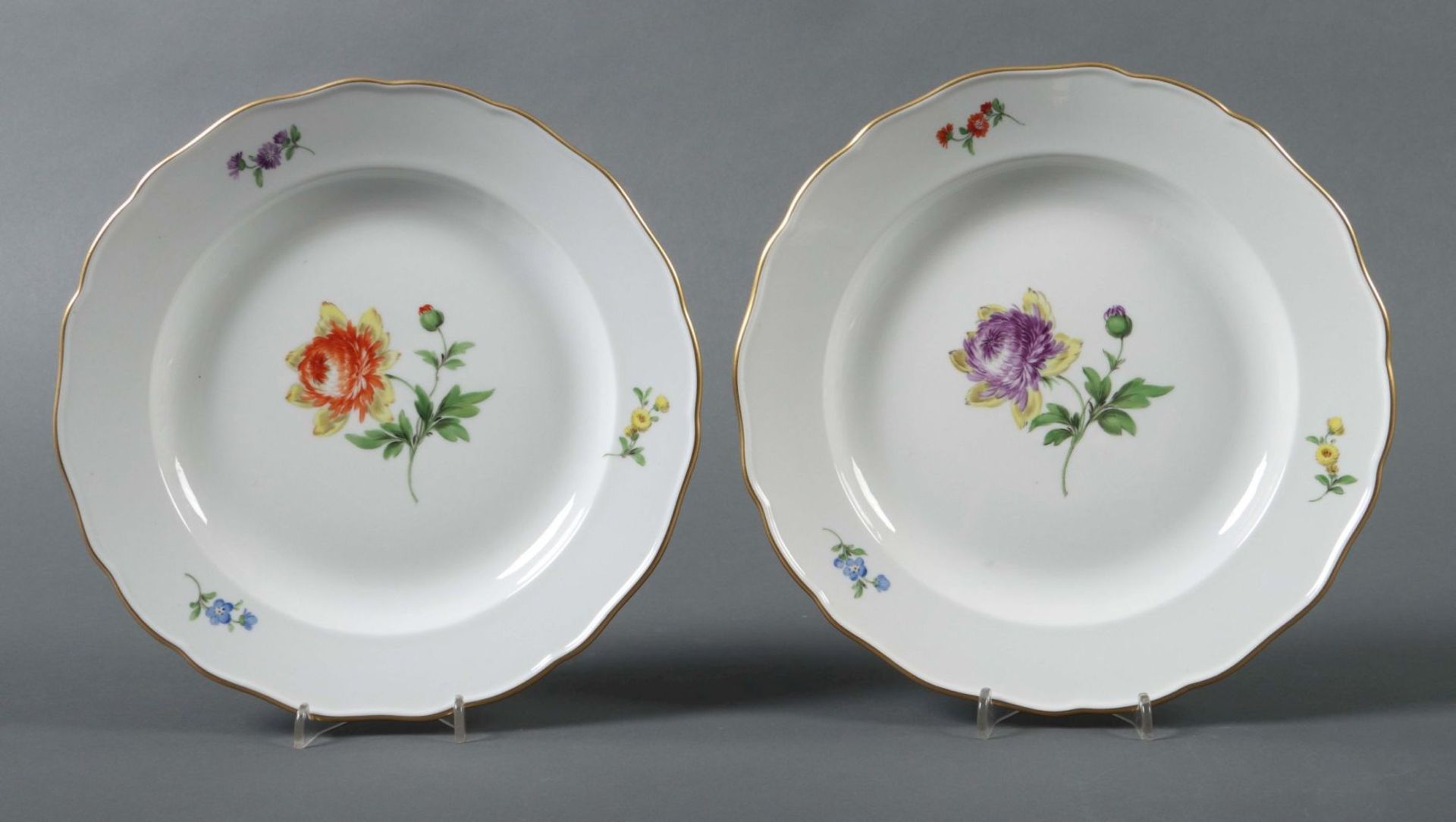 2 Teller mit Blumenmalerei Meissen,