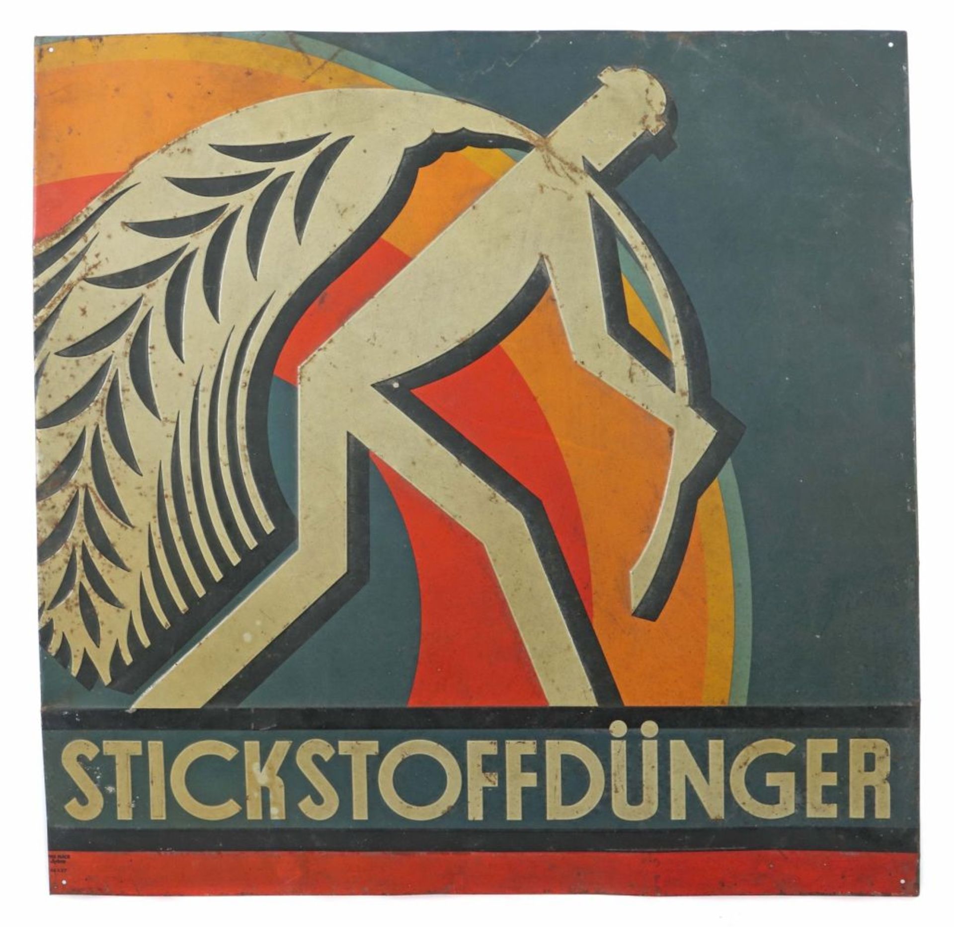 Werbeschild um 1920, Blech, Kanten