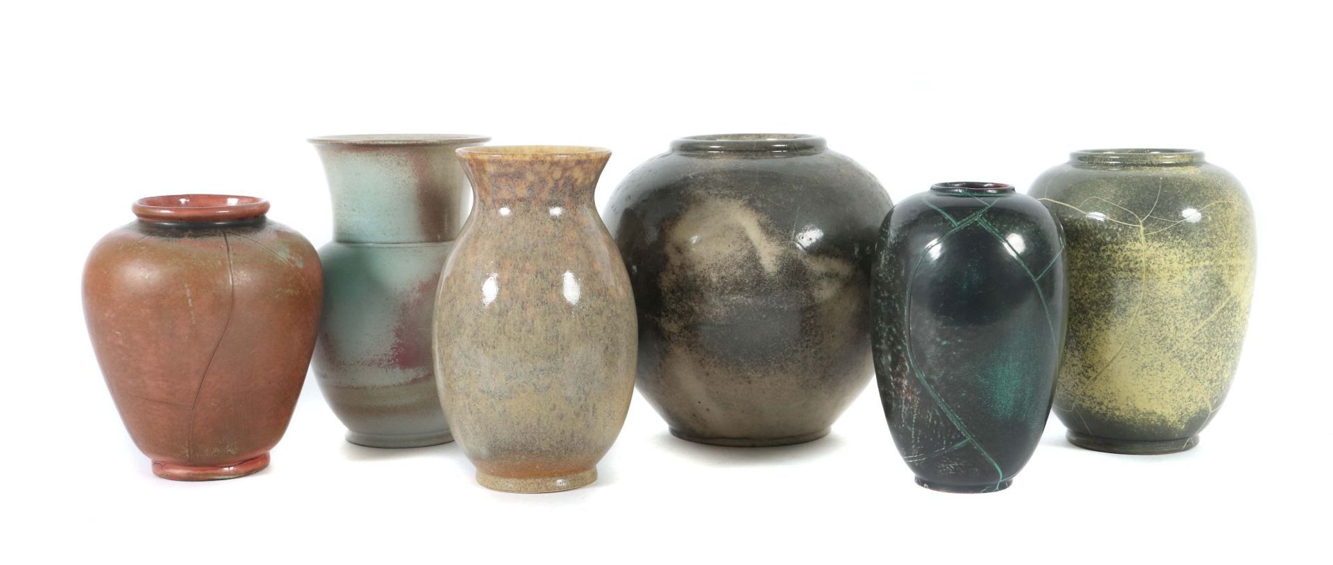 6 moderne Vasen ca. 1960er Jahre, 2x